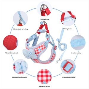 Ensemble Harnais et Laisse pour Petit Chien au Design à Carreaux Adorable avec Matériel en Nylon/Coton Respirant pour la Marche en Extérieur et une Traction Sûre - Product Image 6
