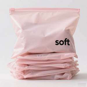 Bolsas de Cierre Hermético Esmeriladas Biodegradables y Reciclables Personalizadas con Logotipo Serigrafiado para Empaque de Ropa - Product Image 1