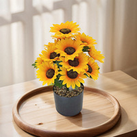 Bouquet de tournesols artificiels, tige de tournesol artificielle, faux tournesol réaliste pour la décoration de la maison, des mariages et des fêtes, pot non inclus