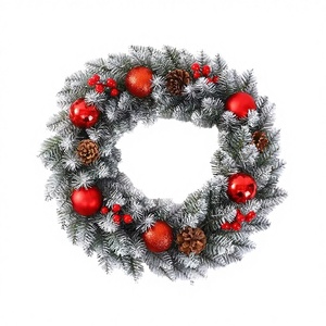 Guirlande de Noël personnalisable ignifuge en PE floqué avec ornements et nœuds pour la décoration de fête et de maison DIY - Product Image 3