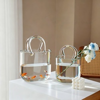 Vase en verre en forme de sac à main, créatif, transparent, pour arrangement floral, bouquet, décoration de bureau à domicile, aquarium