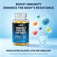 Gélules d'huile de poisson Oméga 3 à marque privée, riches en EPA et DHA, 1000mg, complément alimentaire pour la santé cardiaque et cérébrale, formule OEM