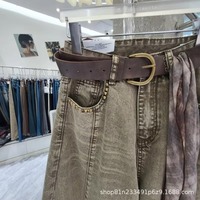 Nouvelle collection automne 2026 – Jean rétro Y2K gris délavé pour femme, coupe ample, jambe large, longueur ras du sol, décontracté et chic pour le quotidien