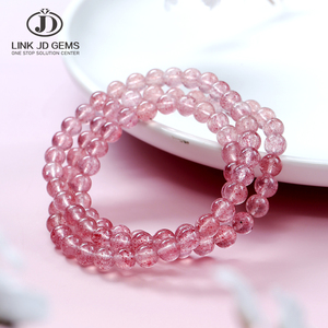 Pulsera <span class=keywords><strong>de</strong></span> Cuarzo <span class=keywords><strong>Fresa</strong></span> Natural Multicapa al por Mayor, Brazalete <span class=keywords><strong>de</strong></span> Cristal Rosa Translúcido, Joyería Comercial <span class=keywords><strong>de</strong></span> Piedra - Product Image 2