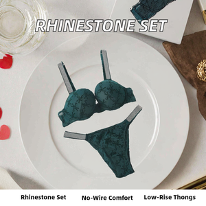 Conjunto de sujetador y bragas con diamantes de imitación estilo europeo-americano, bikini muy popular con tirantes ajustables, estilo tanga, bikini sexy - Product Image 2