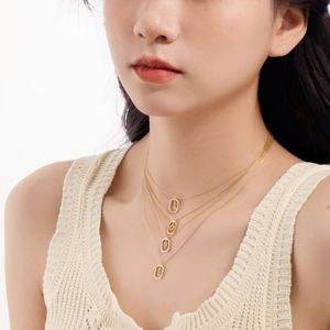 Dylam 5A Cubic Zirconia A-Z Alphabet Pendant <b>Necklaces</b> Charms Women <b>Initial</b> Letter Link Chain <b>Necklace</b> 2 Colors 45cm New Design - Product Image 4