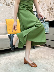 <span class=keywords><strong>Mocassini</strong></span> in Pelle Stile Francese da <span class=keywords><strong>Donna</strong></span>, Scarpe Casual da Ufficio <span class=keywords><strong>con</strong></span> <span class=keywords><strong>Tacco</strong></span> Largo e Fiocco - Product Image 6