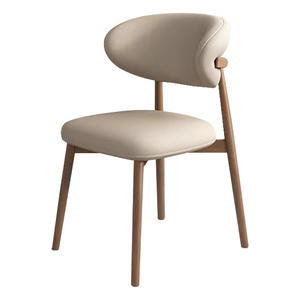 Modern Scandinavian Solid Wood Dining Chair with Faux Leather Upholstery and <b>Backrest</b> for Living Room and Dining Space - Product Image 5