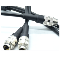 Conector Circular en Y M16 de Latón Chapado en Oro de 12 Pines, 5A 60V AISG, Cable de Soldadura de PVC, Conector de Aviación IP67