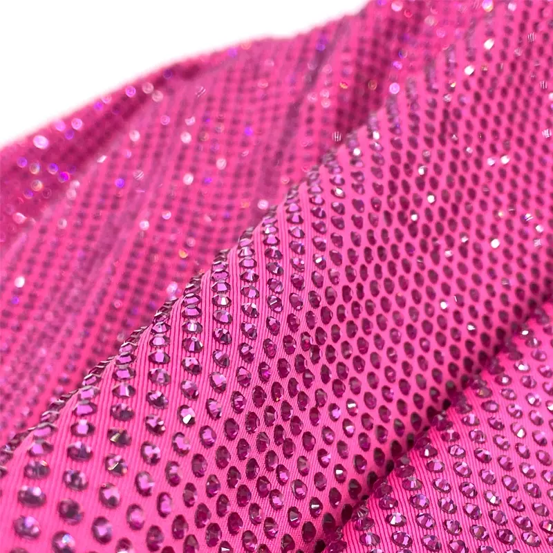 S584 Stretch Custom Strass Diamant stoff Hergestellt aus elastischem, mit Strass überzogenem Stoff