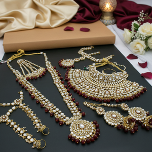 Ensemble de collier de mariée en pierre Kundan plaqué or 10581265MR, bijoux fins pour les mariées - Product Image 3