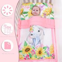 Ensemble de literie pour lit de bébé éléphant, comprend une jupe de lit rose, une couette de lit de bébé, un drap-housse, un couvre-lit doux en tournesol pour la crèche