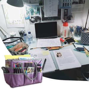 Lớn Craft Organizer <span class=keywords><strong>Tote</strong></span> Bag Túi nghệ thuật với túi bên đàn hồi để giữ cho Markers gọn gàng Craft Bag Organizer <span class=keywords><strong>Tote</strong></span> Caddy Organizer - Product Image 6