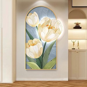Tulip Decorative Painting Metal Frame Oil Canvas Modern <b>Wall</b> Art For Entryway Living Room Sofa Background - Product Image 3