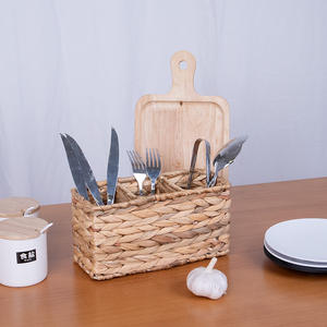 Panier de rangement rectangulaire Bobai en jacinthe d'eau tressée, fait main, compartimenté, pour couverts, type sur pied 0922 - Product Image 5