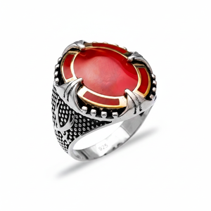 Red Agate Oval Shape Gemstone Authentic <b>Men</b> <b>Ring</b> Turkish Wholesale Handmade 925 Sterling Silver <b>for</b> <b>Men</b> - Product Image 2