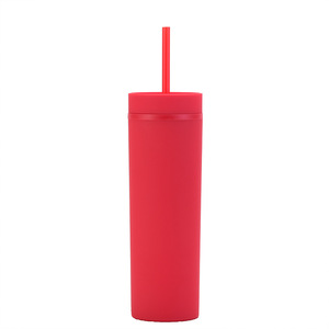 Gobelet à double paroi en paille de type SKINNY transfrontalier, <span class=keywords><strong>peinture</strong></span> en caoutchouc personnalisée, 16OZ, étanche, anti-fuite, ventouse, simplicité moderne générale - Product Image 6