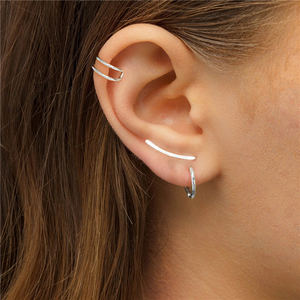 CANNER Boucles d'oreilles minimalistes en argent sterling 925 lisses et longues, plaquées or 18 carats, pour femmes et filles - Product Image 6