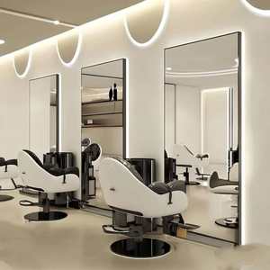 Miroir de salon de coiffure professionnel avec lumière LED HD, mobilier de salon de coiffure, miroir de coupe de cheveux mural à un seul côté - Product Image 1