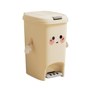 Foot Operated Trash Can Rectangular Push Button Lid Indoor Waste <b>Bin</b> Large Capacity Cute Style Household Use - Product Image 4