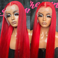 Os droit rouge 13x4 dentelle avant perruque rouge feu brésilien 13x6 HD dentelle transparente frontale longue vague de corps décoloré cheveux humains