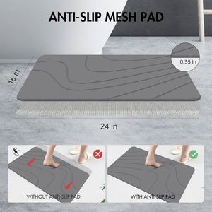 Tapis de bain antidérapant en pierre de diatomite gris foncé 23,6'x15,4" de haute qualité, écologique, minimaliste et à séchage rapide pour salle de bain - Vente en gros - Product Image 2