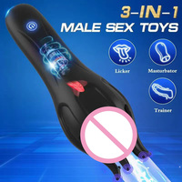 3-in-1 USB-Aufladbarer 10-Frequenz-Vibrations-Silikon-Penis-Trainer Massagegerät Masturbationshilfe Männer-Sexspielzeug