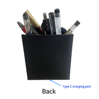 Organisateur de bureau en cuir PU avec chargeur sans fil, porte-stylo et support pour téléphone pour iPhone