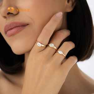 VLOVE gioielli di lusso grossista eleganti anelli 1.00 Ctw oro 14K singolo ovale laboratorio cresciuto anello di diamanti - Product Image 6