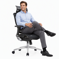 Chaise de bureau ergonomique en mesh avec soutien lombaire auto-adaptatif et dossier réglable pour bureaux de direction