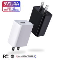Cargador Rápido Universal de 5V 2.4A 12W con Enchufe US/EU, Certificado por FCC/CE/RoHS, Adaptador USB de Pared con Protección Contra Sobrecargas