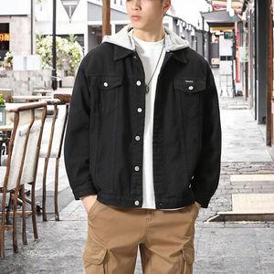 Veste en jean ample en coton de haute qualité, personnalisée, à manches longues, classique, pour homme, style universitaire décontracté, printemps - Product Image 2