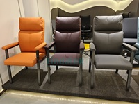 Nouveau design chaise de bureau bon marché sans roue en cuir PU 4 pattes avec accoudoir pour réunion réception visiteur attente Mahjong