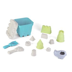 Juego de cubos de playa de paja de trigo de 14 piezas: cubo de castillo, tamiz, tapa, pala, moldes. Juguetes de arena ecológicos para niños. Etiqueta colgante. - Product Image 2