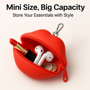 Exclusive New Design Lips-Shaped Silicone Coin Purse with Keychain <b>Mini</b> Waterproof <b>Pouch</b> for Lipsticks Keys & Coins Custom Logo - Product Image 5