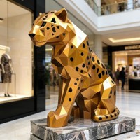 Sculpture d'animal léopard en résine peinte à la main, taille réelle, pour la décoration des zoos et des parcs, et comme cadeau d'affaires en fibre de verre
