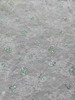 Tissu en dentelle d'organza 100% acrylique tricoté à double couche de style chinois, broderie tridimensionnelle, paillettes multicolores, perles