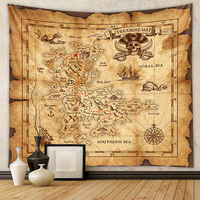 Tapisserie murale vintage de carte du monde, 51Hx59W pouces, polyester, globe rétro historique, ancienne carte nautique, tapisseries