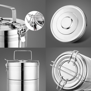 Lonchera de Acero Inoxidable de Gran Capacidad, Cesta de Transporte de Alimentos con Doble Aislamiento, Conservación Térmica para Exteriores - Product Image 4