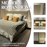 Premium Polsterung & Luxuriöser Komfort Villa Schlafzimmermöbel Gestepptes Diamant-Design Kopfteil Kingsize Polsterbett