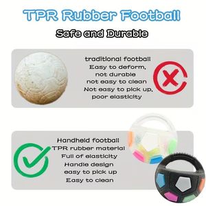 ลูกฟุตบอล TPR สำหรับสุนัข ของเล่นสัตว์เลี้ยงแบบมีพื้นผิว พร้อมหูจับสำหรับโยนและฝึกเล่น - Product Image 3