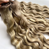 # Extensions de cheveux humains bruts bouclés 4/613, cuticules alignées, 100% cheveux humains bruts, bouclés Fumi, bouclés rebondissants, longueur étirée 26-36 pouces