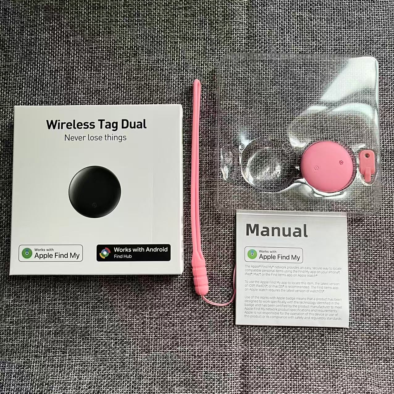 Pink tag with lanyard (dual system)