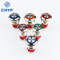 20A 16Mm 19Mm 22Mm Sakelar Tombol Tekan Logam Pin Pendek Pengunci Gerendel Reset Sendiri Sesaat 1tidak LED Merah Biru Kuning Hijau Putih