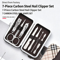 Ensemble de manucure et pédicure professionnel 7 en 1 en acier inoxydable de haute qualité avec étui de voyage portable – Coupe-ongles inclus
