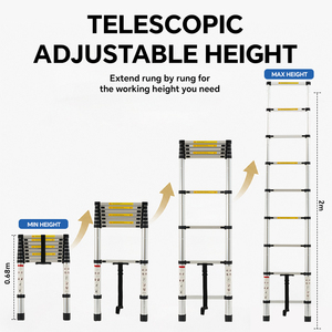 STARRYHEART Échelle télescopique multifonction en aluminium pliable, capacité 150 kg, 7-15 marches - Product Image 2