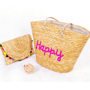 Commercio all'ingrosso OEM Servizio Mare Erba paglia di Grano Del Tessuto Della Signora Sacchetto di <span class=keywords><strong>Mano</strong></span> del Sacchetto di Spalla Su Misura <span class=keywords><strong>Borsa</strong></span> Da Spiaggia Tote - Product Image 2