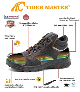 Zapatos de Seguridad Tiger Master para Hombre, de Cuero Negro, Antideslizantes, Antiestáticos, Resistentes a Pinchazos y Golpes, con Puntera de Acero y Entresuela de Acero con Certificación CE - Product Image 5