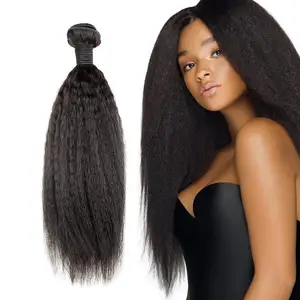 זול צבע טבעי יקי ישר 100% שיער ברזילאי לא מעובד שיער טבעי הארכת אריגת קינקי ישר שיער חבילות עם פרונטאלית