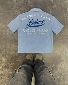 T-shirt da uomo a maniche corte oversize con ricamo personalizzato, stampa a righe, abbottonatura, vestibilità ampia, stile streetwear, crop top, <span class=keywords><strong>camicia</strong></span> da lavoro - Product Image 3